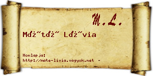 Máté Lívia névjegykártya